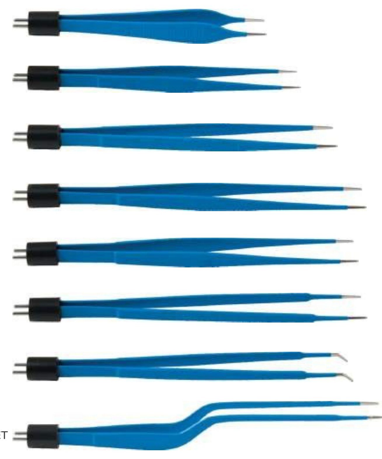 A set of insulated bipolar forceps in blue nylon coating